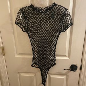 Black Open Knit (Mesh) Bodysuit